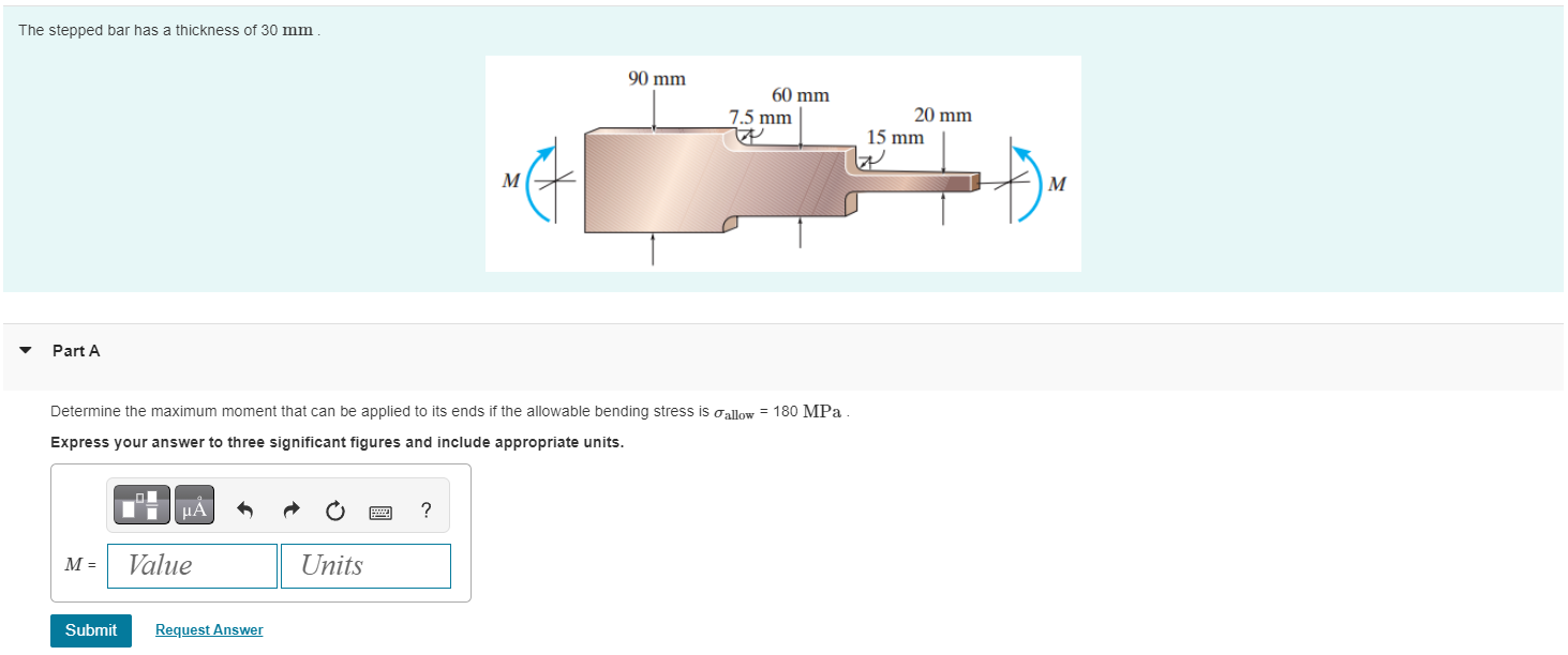 Solved The Stepped Bar Has A Thickness Of 30 Mm. Part A | Chegg.com