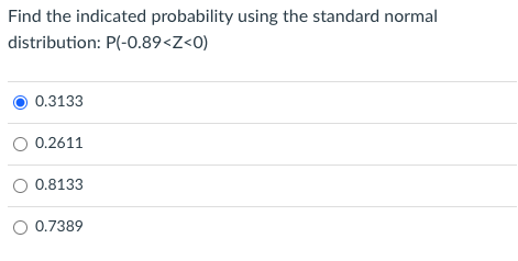 Solved Question 3 2 pts Find the indicated probability using | Chegg.com
