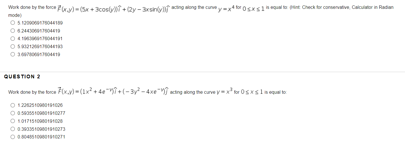 Solved Work done by the force | Chegg.com