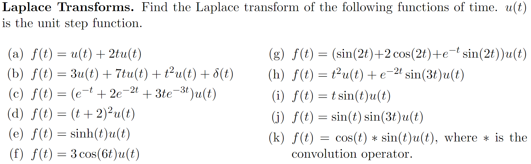 Solved Laplace Transforms Find The Laplace Transform Of The Chegg Com