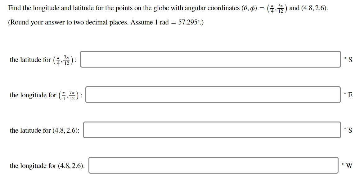 Solved Find The Longitude And Latitude For The Points On The Chegg Solved Find The Longitude And Latitude For The Points On The Chegg