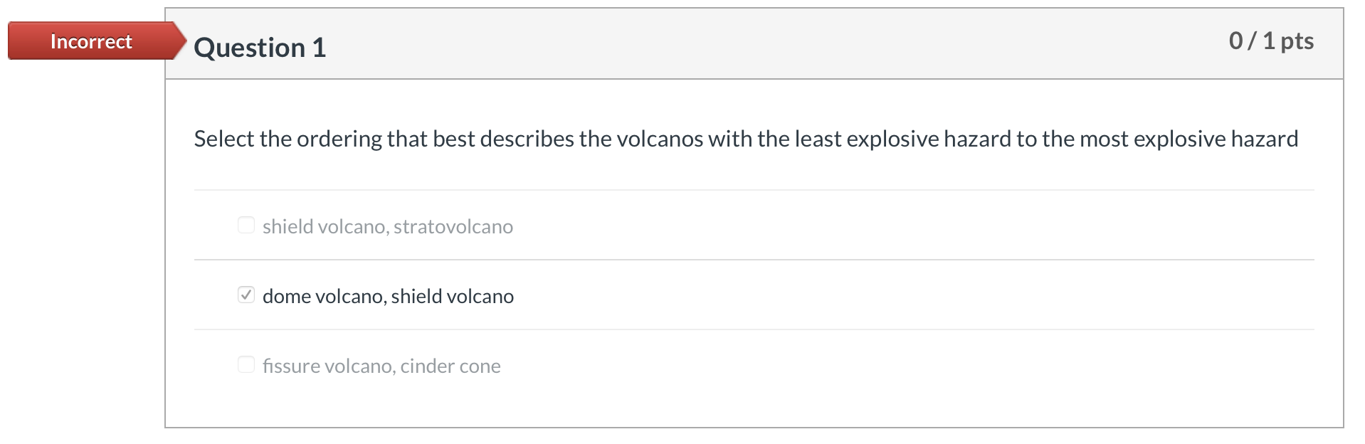 Solved Incorrect Question 1 0/1 pts Select the ordering that | Chegg.com