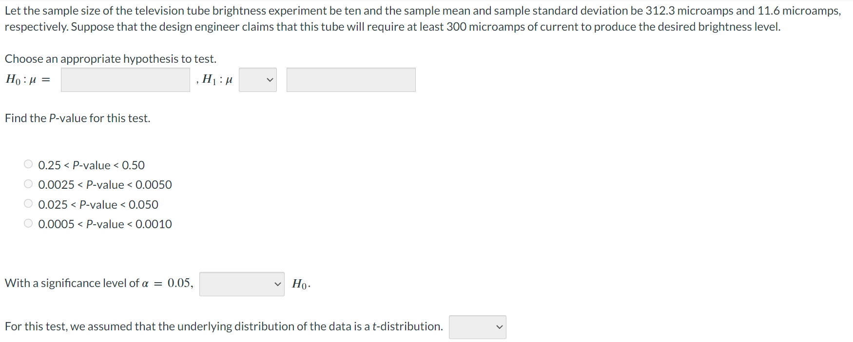 Solved Let the sample size of the television tube brightness