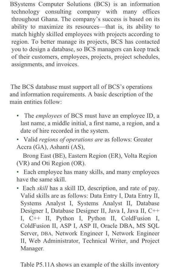 Solved BSystems Computer Solutions (BCS) is an information | Chegg.com