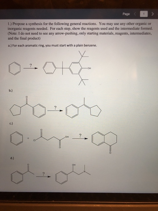 Solved Page 1.) Propose a synthesis for the following | Chegg.com