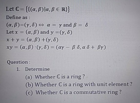 Solved Let C A B La Ss E R Define As A B 8 A Chegg Com