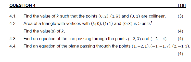 Solved QUESTION 4 [15] 4.1. 4.2. Find the value of k such | Chegg.com