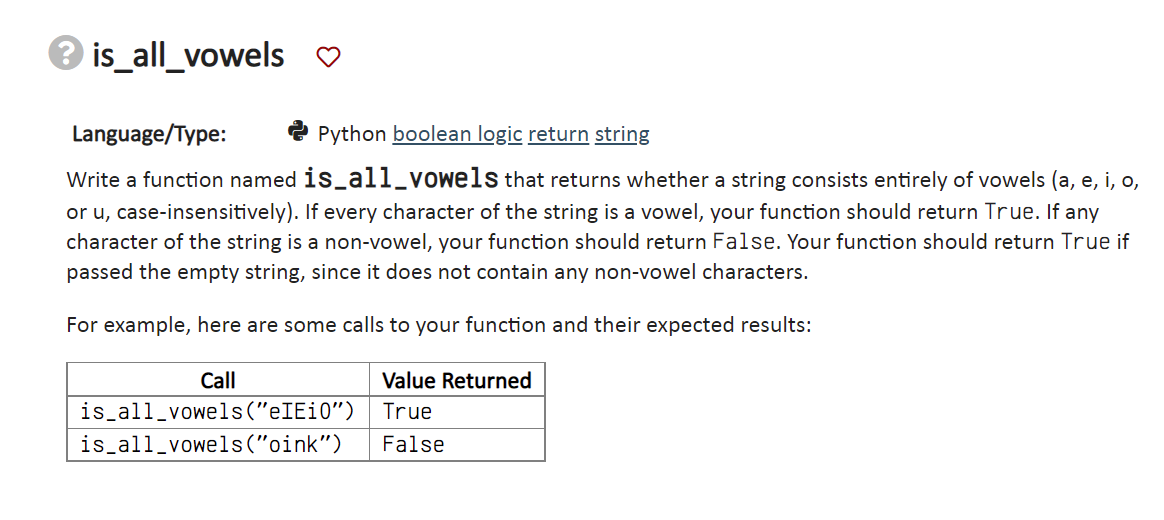 Solved is_all_vowels Language/Type: Python boolean logic | Chegg.com