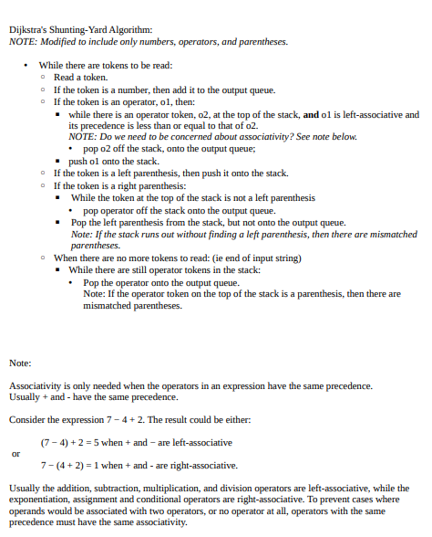 Test Case Data Structures Algebraic to RPN | Chegg.com