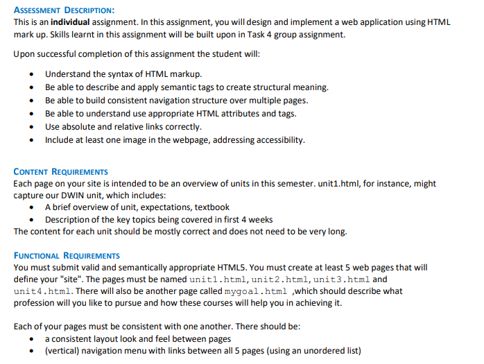Solved ASSESSMENT DESCRIPTION: This is an individual | Chegg.com