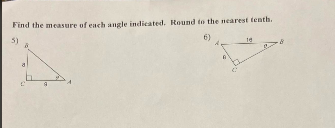 Solved Find the measure of each angle indicated. Round to | Chegg.com