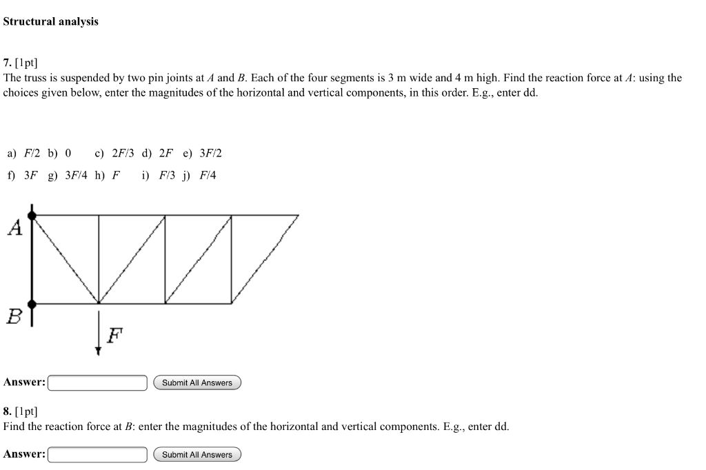 Solved Structural analysis 7. [lpt The truss is suspended by | Chegg.com