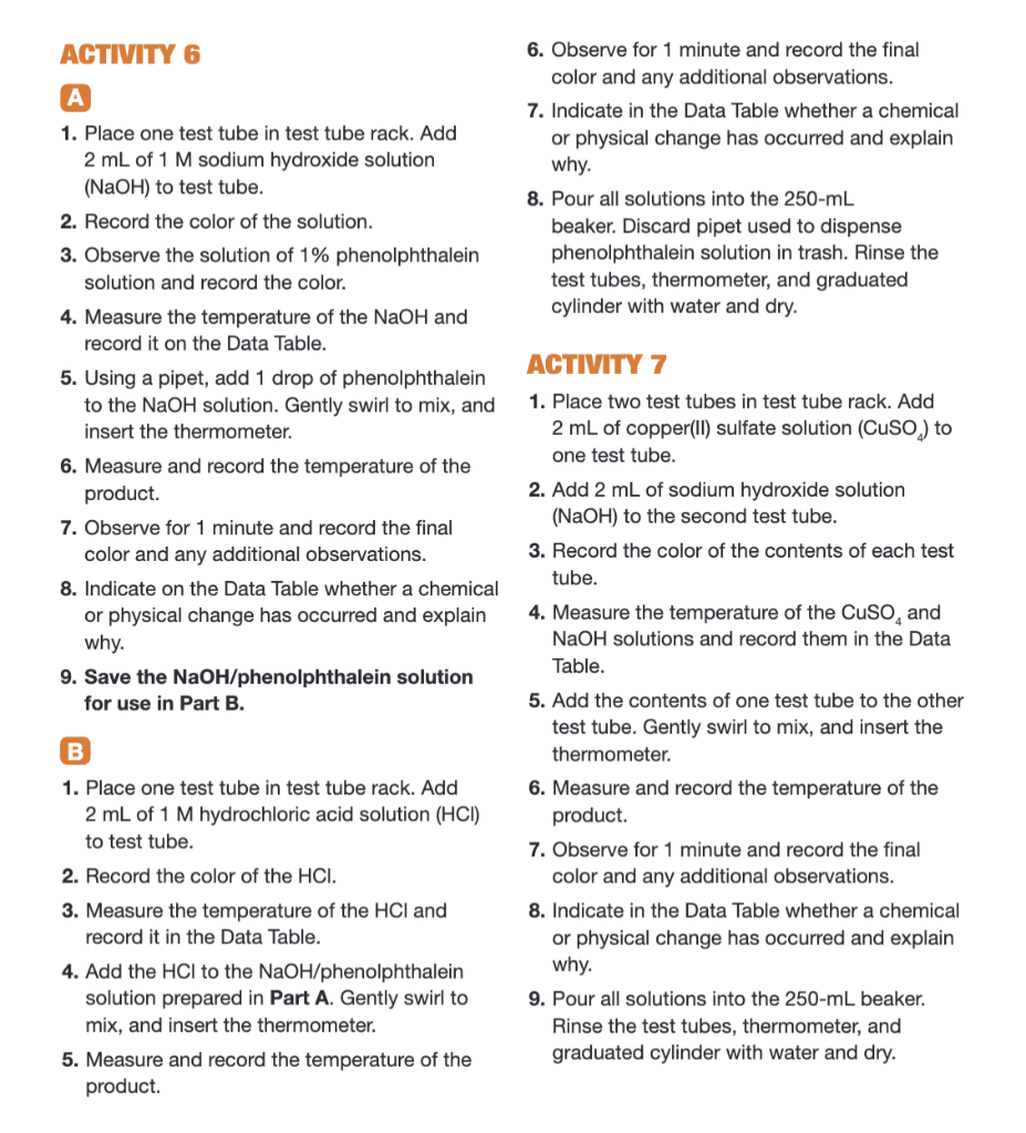 Test Tube Worksheet ACTIVITY ACTIVITY 1 1. Place two test tubes in test | Chegg.com