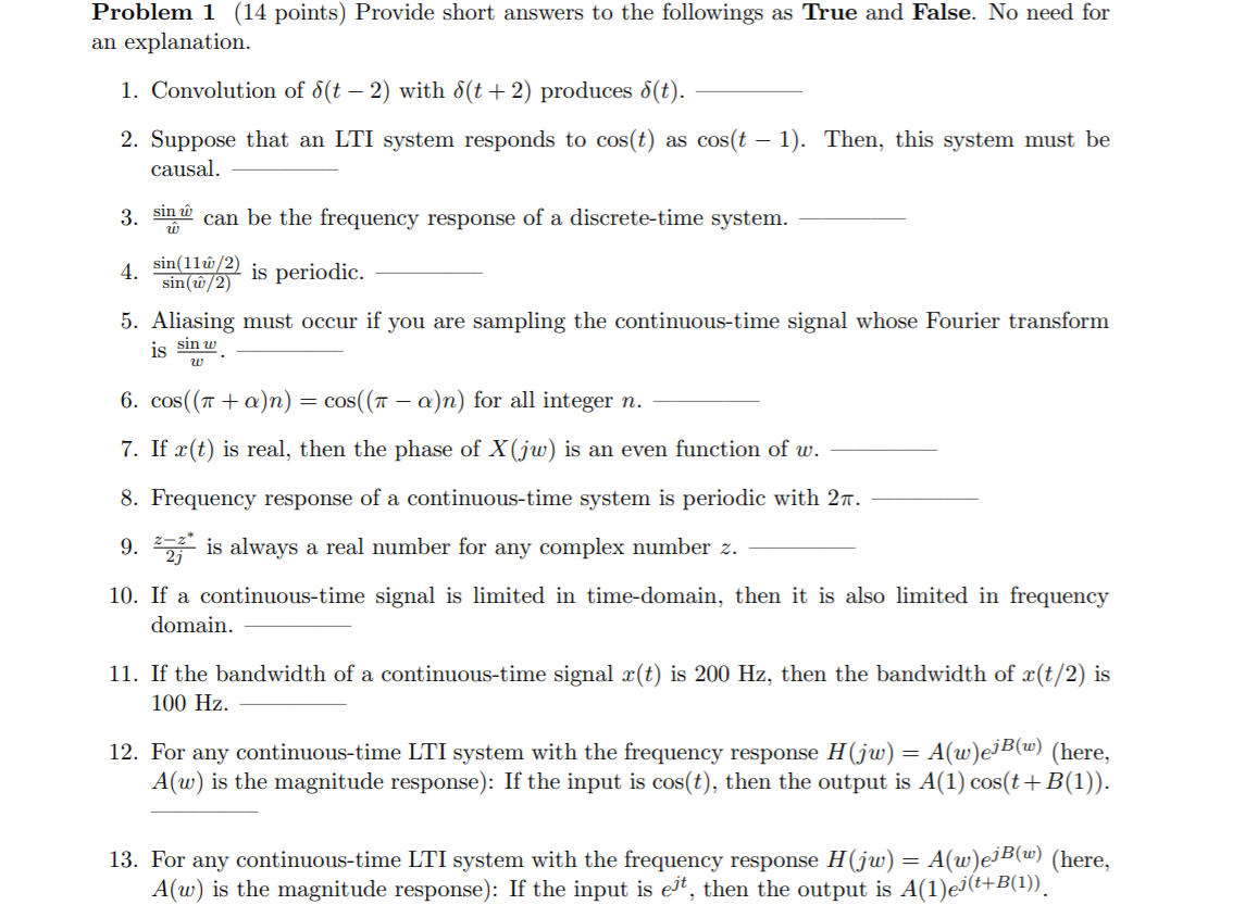 Solved Problem 1 14 Points Provide Short Answers To The Chegg Com