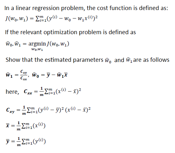 Solved In a linear regression problem, the cost function is | Chegg.com
