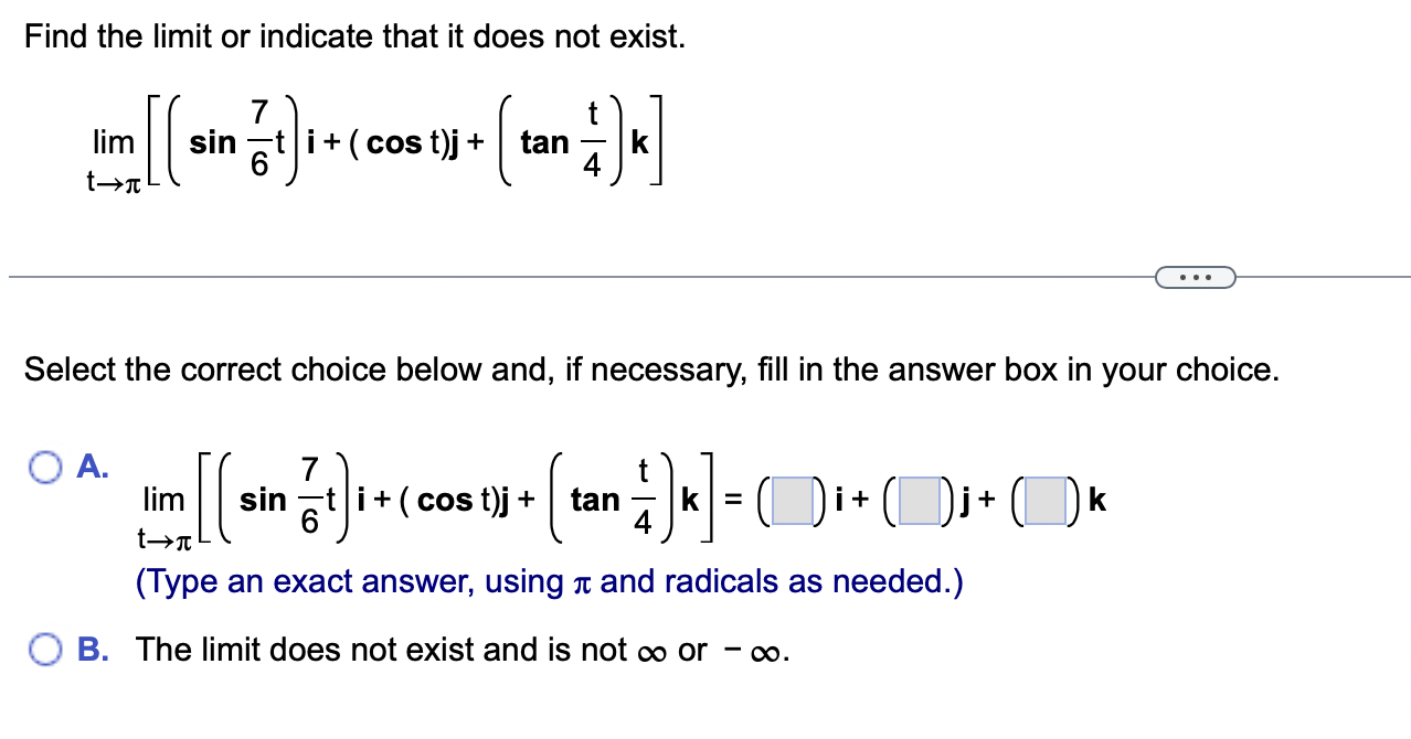 Solved Find the limit or indicate that it does not exist. | Chegg.com
