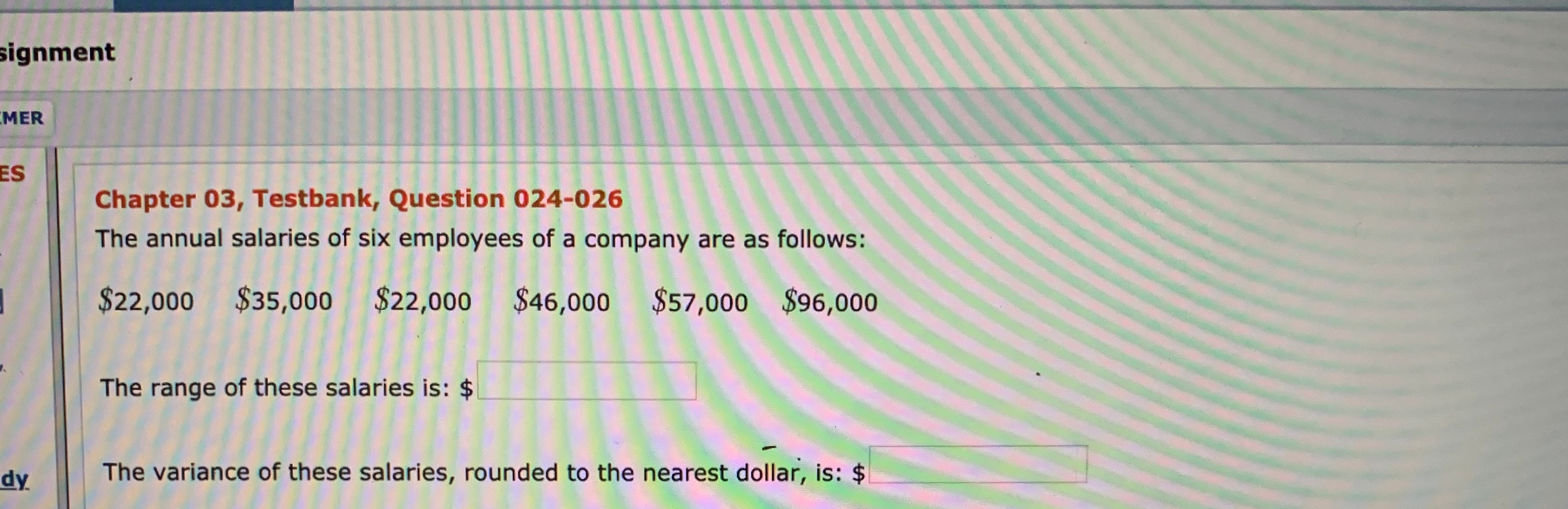 Solved The annual salaries of six employees of a company | Chegg.com