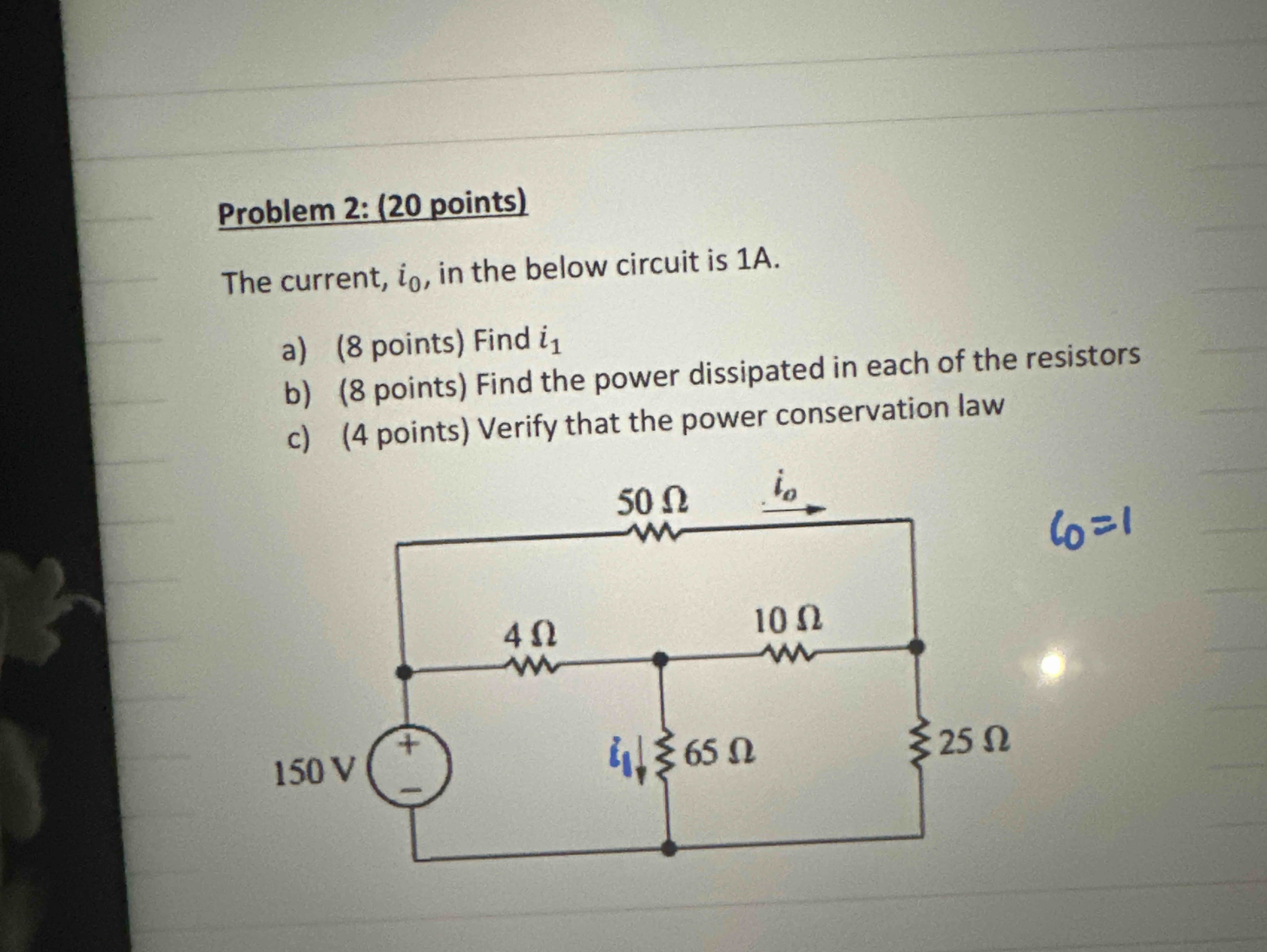 Solved Problem 2: ( 20 ﻿points)The current, \( ﻿i_{0} \), | Chegg.com