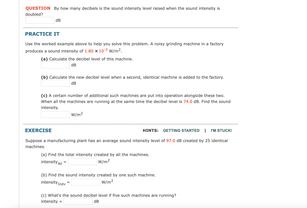 Solved QUESTION By how many decibels is the sound intensity | Chegg.com