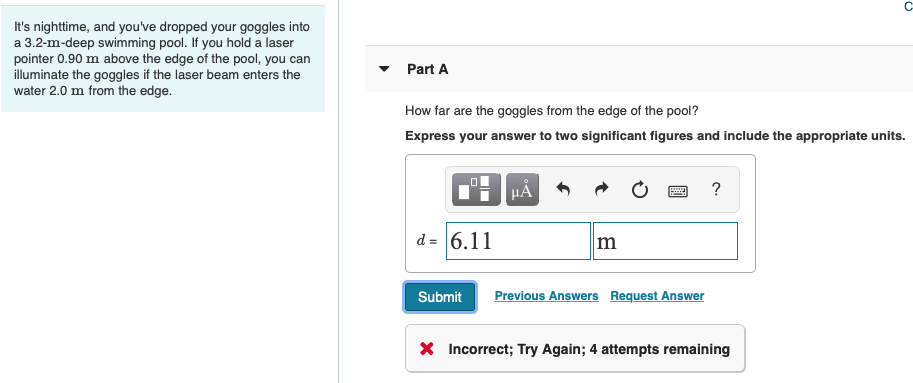 Solved It's nighttime, and you've dropped your goggles into | Chegg.com