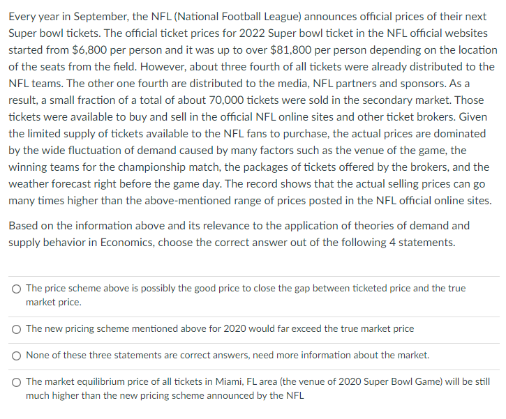 Solved Every year in September, the NFL (National Football