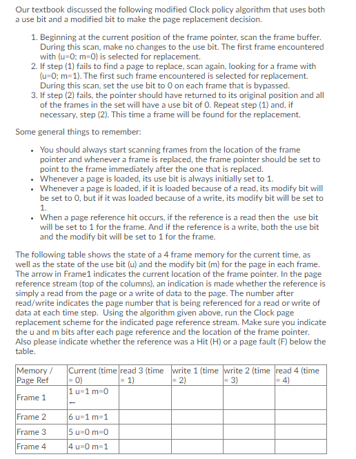 Solved Our textbook discussed the following modified Clock | Chegg.com