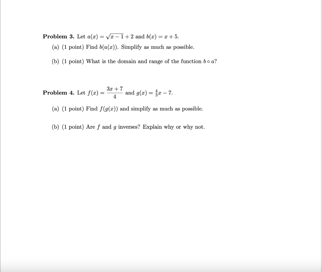 Solved Problem 3. Let A(x)=x−1+2 And B(x)=x+5. (a) (1 Point) | Chegg.com