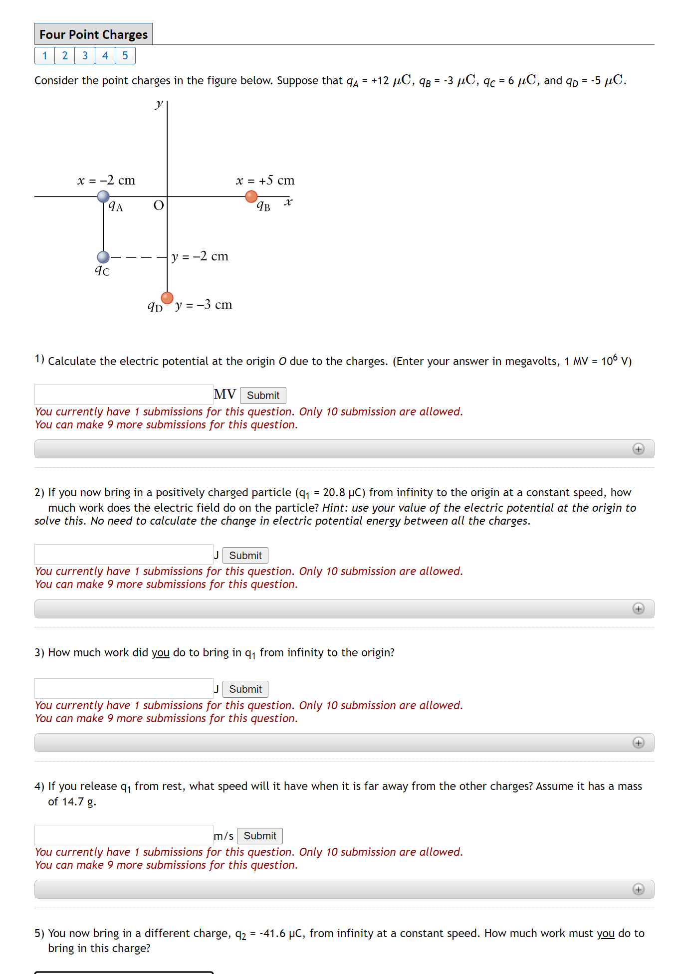 Solved Consider the point charges in the figure below. | Chegg.com