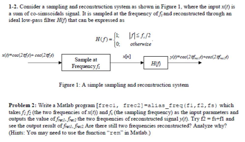 Solved 1-2. Consider A Sampling And Reconstruction System As | Chegg.com