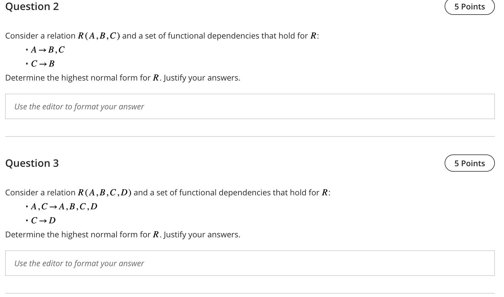 Solved Question 2 5 Points Consider A Relation R(A,B,C) And | Chegg.com