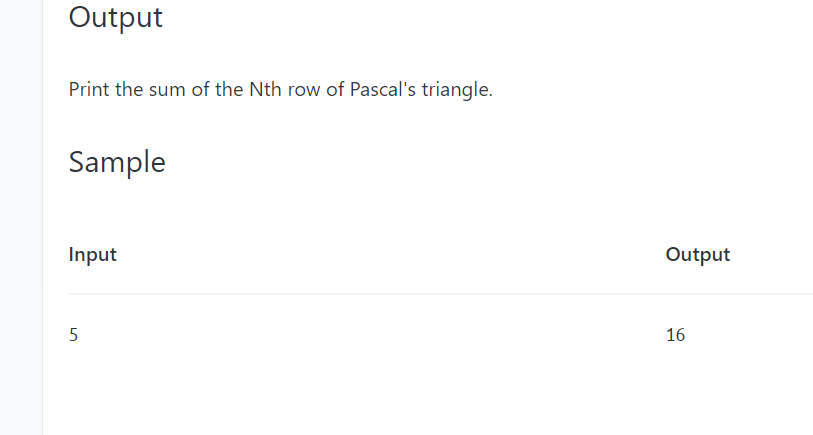 Solved Given an integer N print the sum of the Nth row of Chegg