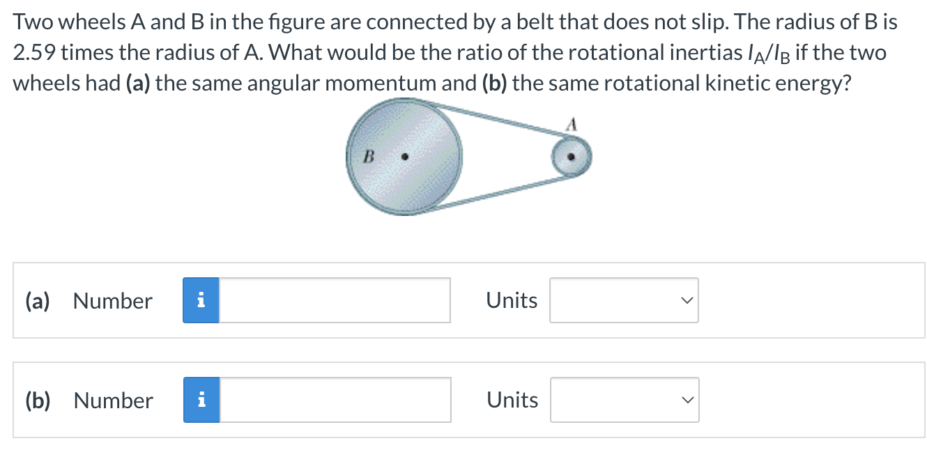 Solved Two Wheels A And B In The Figure Are Connected By A | Chegg.com