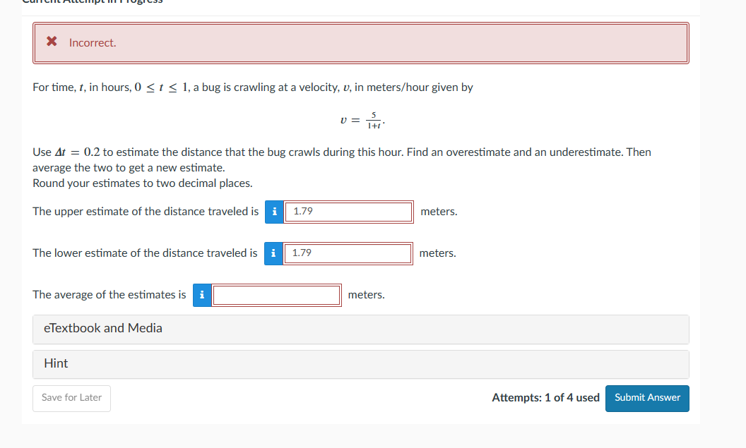 Solved For time, t, in hours, 0≤t≤1, a bug is crawling at a | Chegg.com