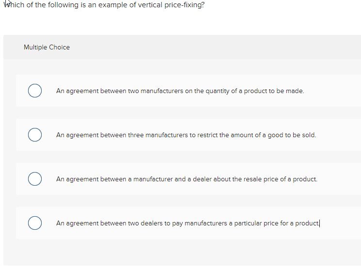 Solved Which of the following is an example of vertical