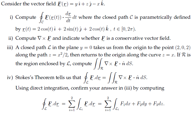 I Compute Fi Ect Consider The Vector Field F C Chegg Com