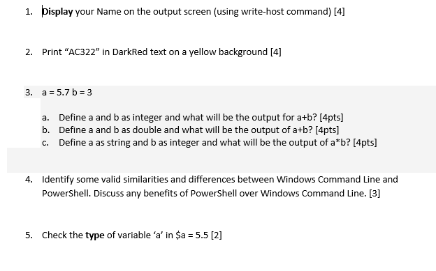 Solved 1. Display your Name on the output screen (using | Chegg.com
