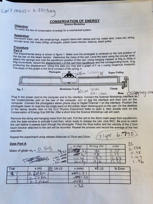 Conservation of Energy need help with lab