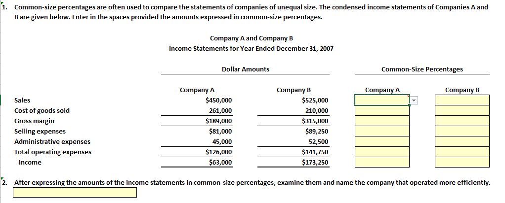 Solved 1. Company A - Company B: Answer Choices Is | Chegg.com