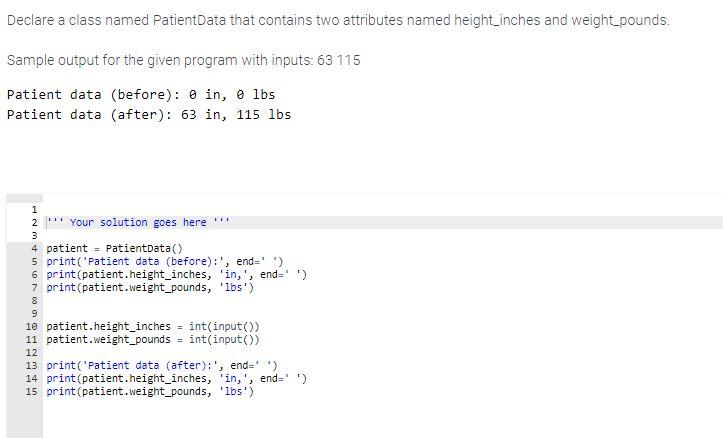 Solved Declare A Class Named PatientData That Contains T