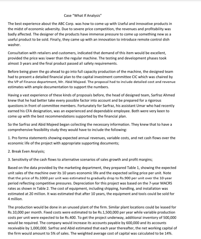 Solved q1a i:Using the base case estimates calculate the | Chegg.com