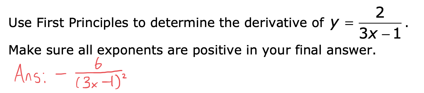 Use First Principles to determine the derivative of | Chegg.com