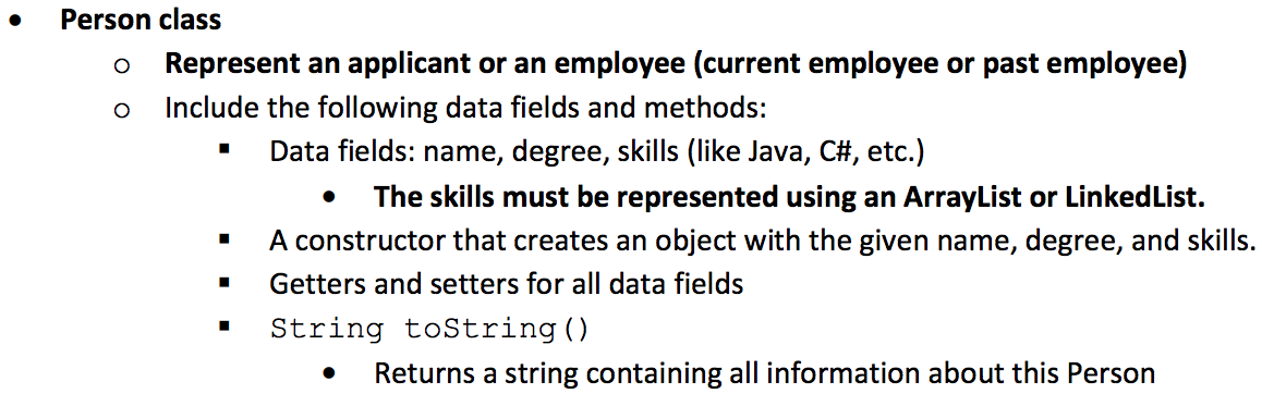 Solved Person class Represent an applicant or an employee | Chegg.com