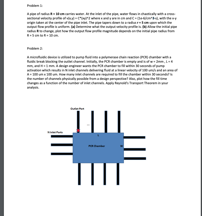 Solved Problem 1: A pipe of radius R 10 cm carries water. At | Chegg.com