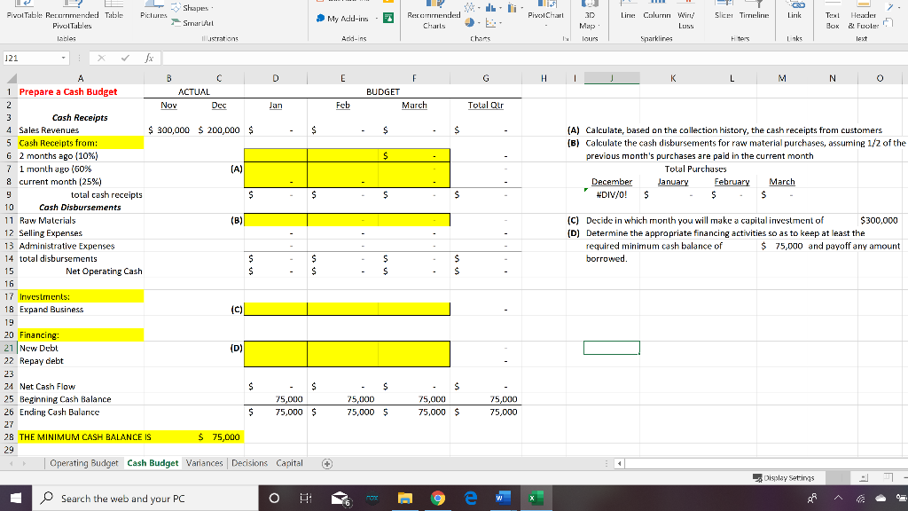 Deliverable #1 The Operating Budget (Week 3) Input | Chegg.com