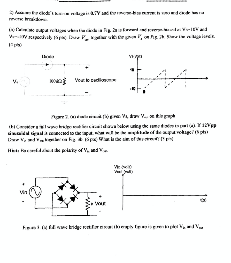 Solved 2) Assume The Diode's Turn-on Voltage Is 0.7V And The | Chegg.com