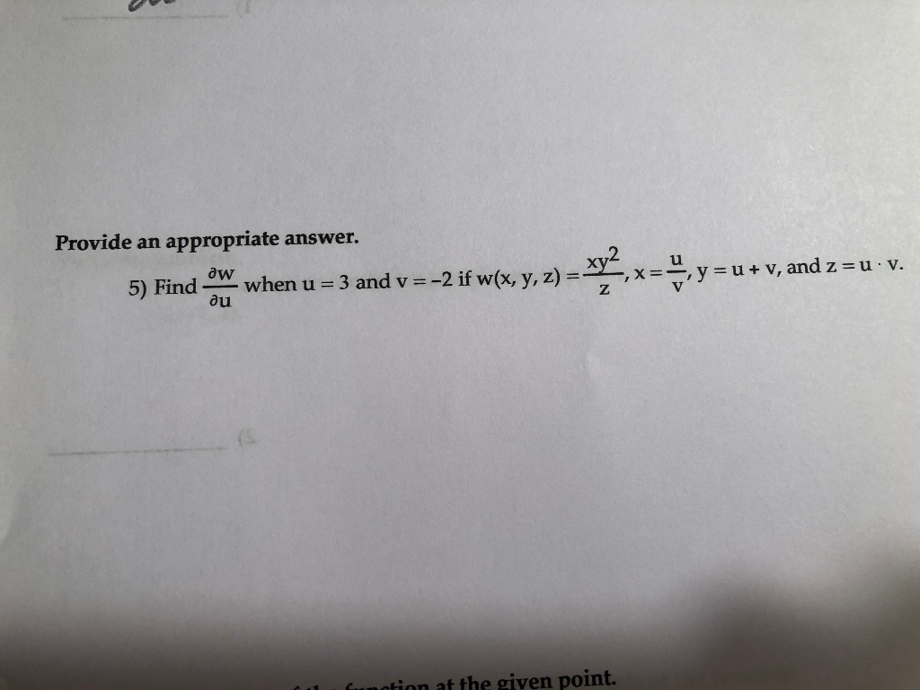 Solved Provide An Appropriate Answer 5 Find A When U Chegg Com