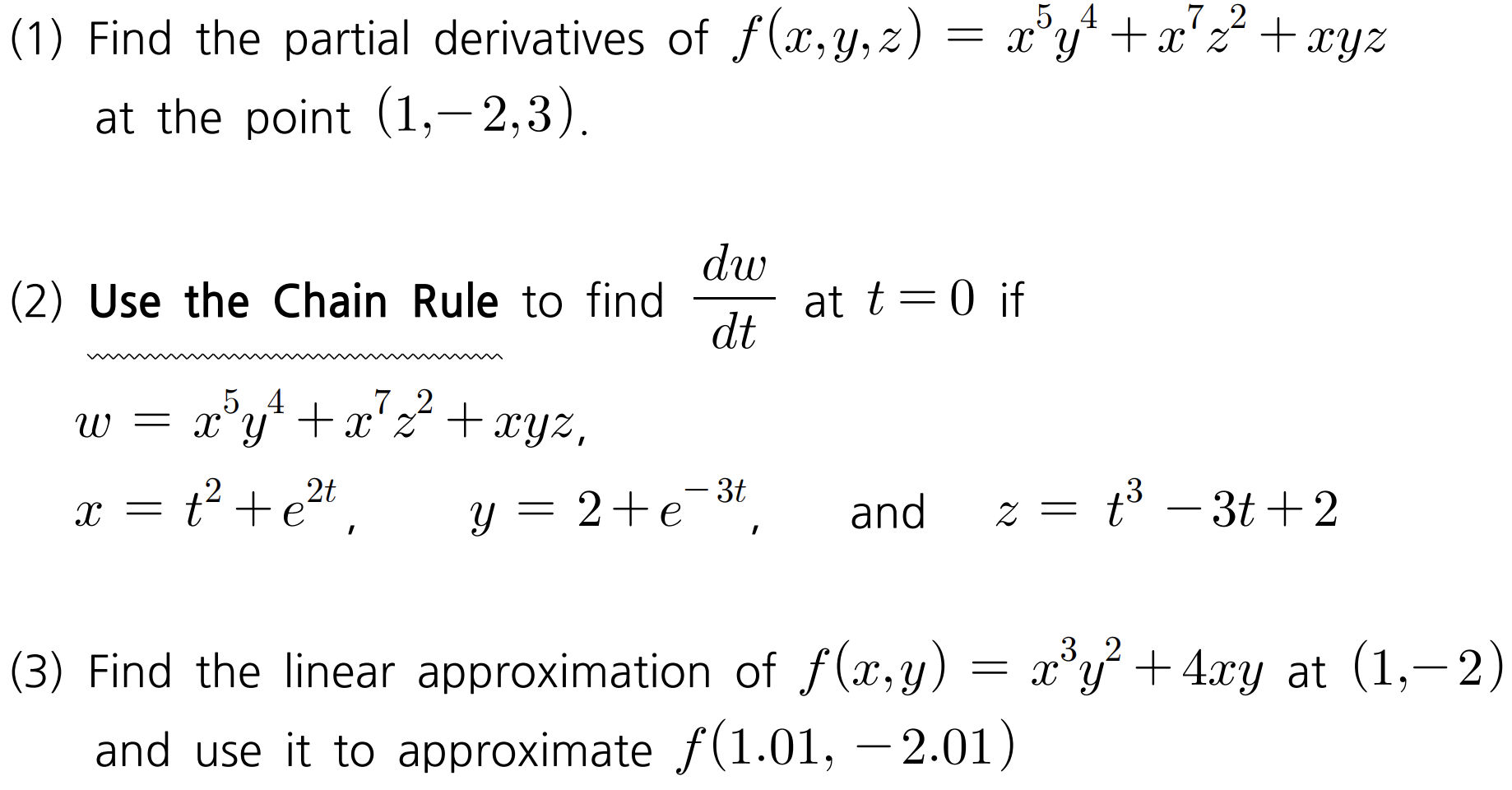 Solved (1) Find The Partial Derivatives Of | Chegg.com