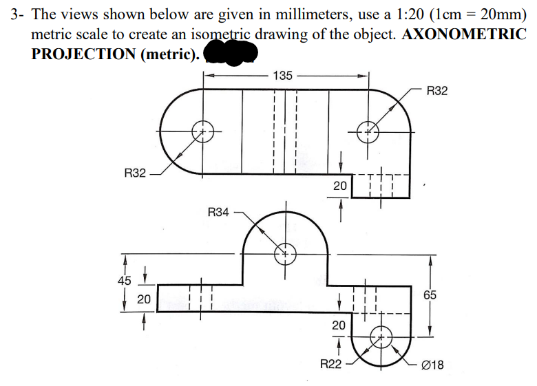 solved-3-the-views-shown-below-are-given-in-millimeters-chegg