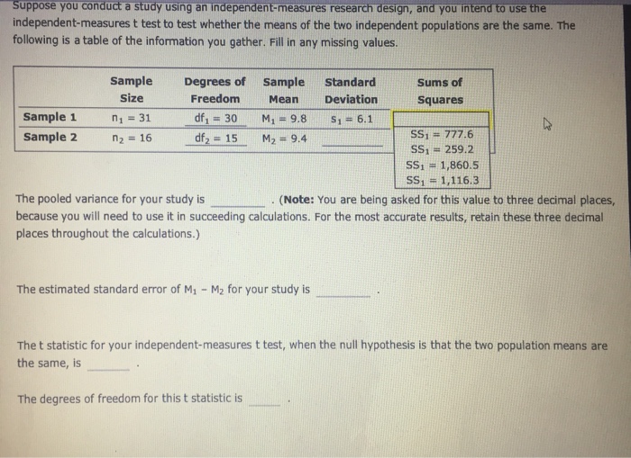 Solved 4. Differentiating pooled variance and the estimated