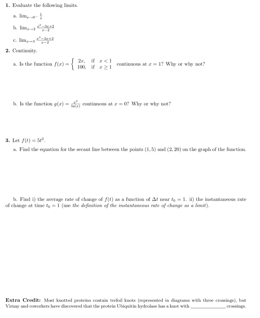 Solved 1. Evaluate The Following Limits B. Lim- 2-2 12-3r+2 | Chegg.com